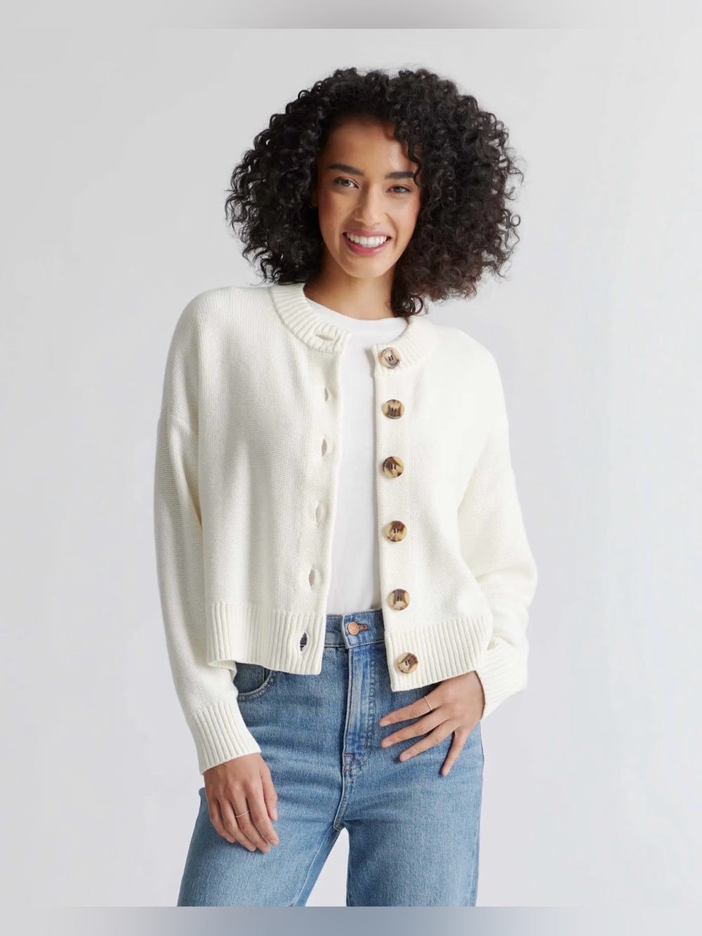 Quince 100% Organic Cotton Cropped Cardigan